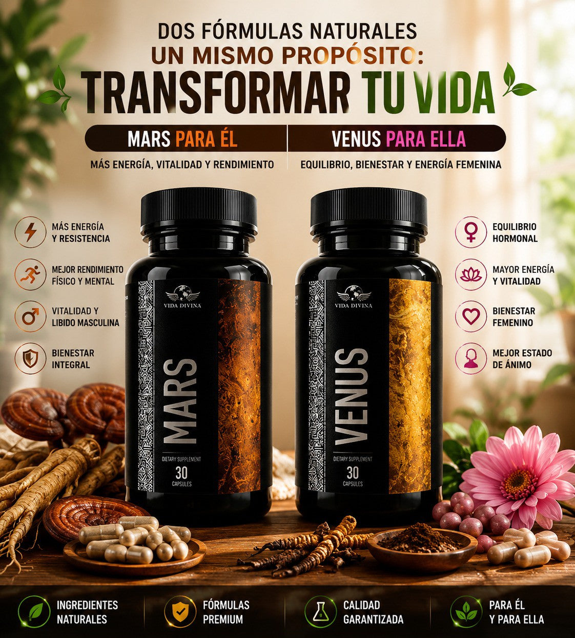 MARS Y VENUS (EL y ELLA) Vitalidad, Resistencia Y Potencia